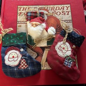 Vintage miniature Christmas stocking ornaments